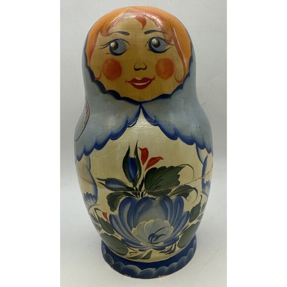 Other - 8"  Russian Nesting Doll -9  Pieces - Handmade Hand Painted 1978